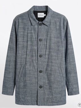 TOPMANBlue-Gray Chambray Lightweight Car Coat Jacket - Size Large
